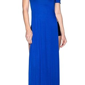 Navy blue Sexy high split t-shirt maxi dress NWT